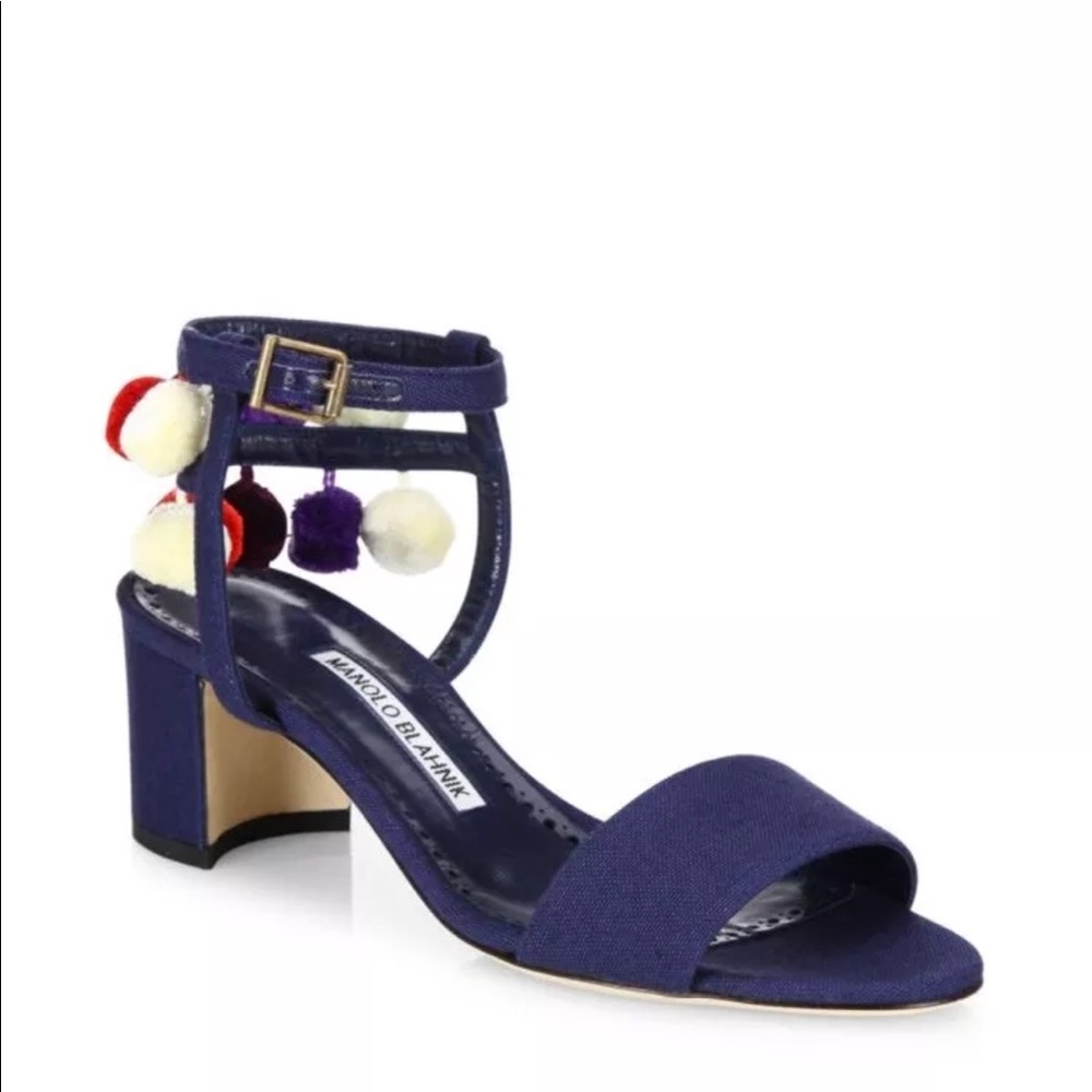 manolo blahnik pompom sandal size 6.5